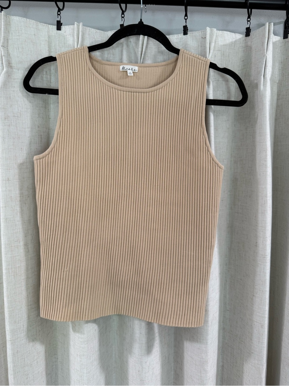 Ribbed Tank Top in Beige